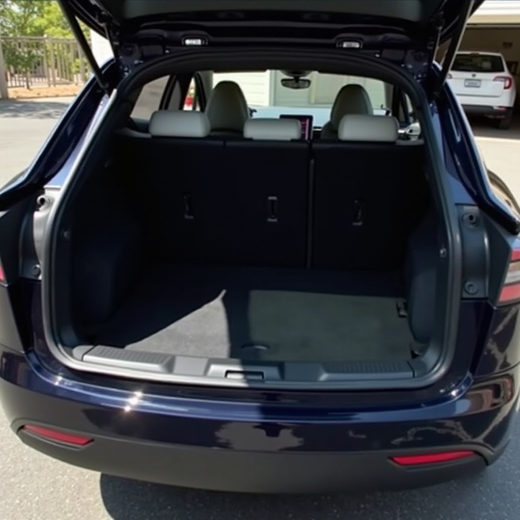 простор за пртљаг tesla model y са спуштеним седиштима
